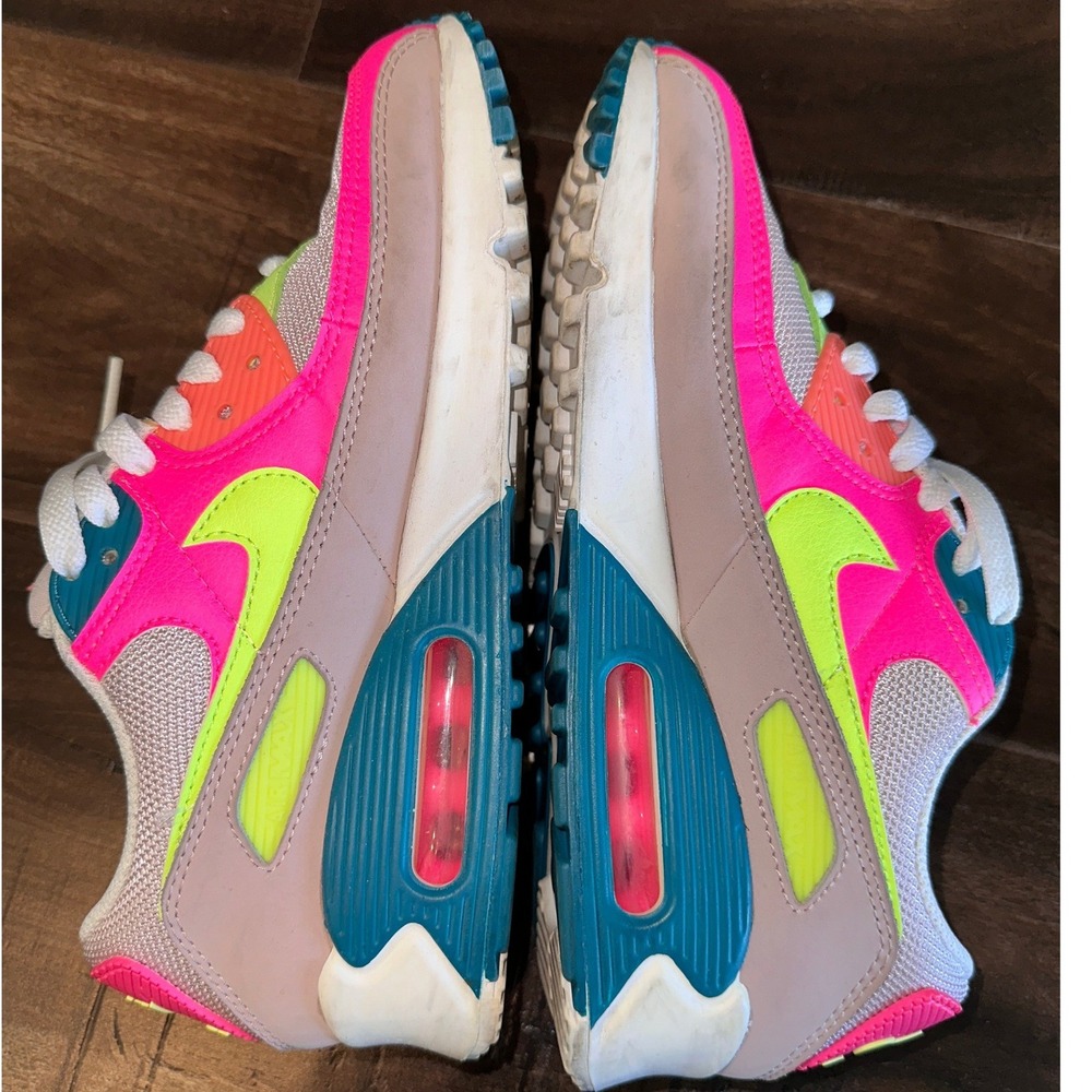 Nike Air Max 90 Pink Blast Volt Blue Fury Sneakers DC1865-600 Womens 7.5 - Picture 6 of 8